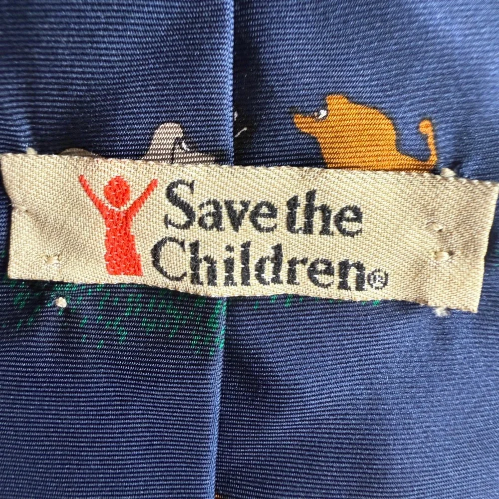 Save the Children The Dog Show Navy Blue Silk Tie Dogs Puppy Made in USA 4x56
